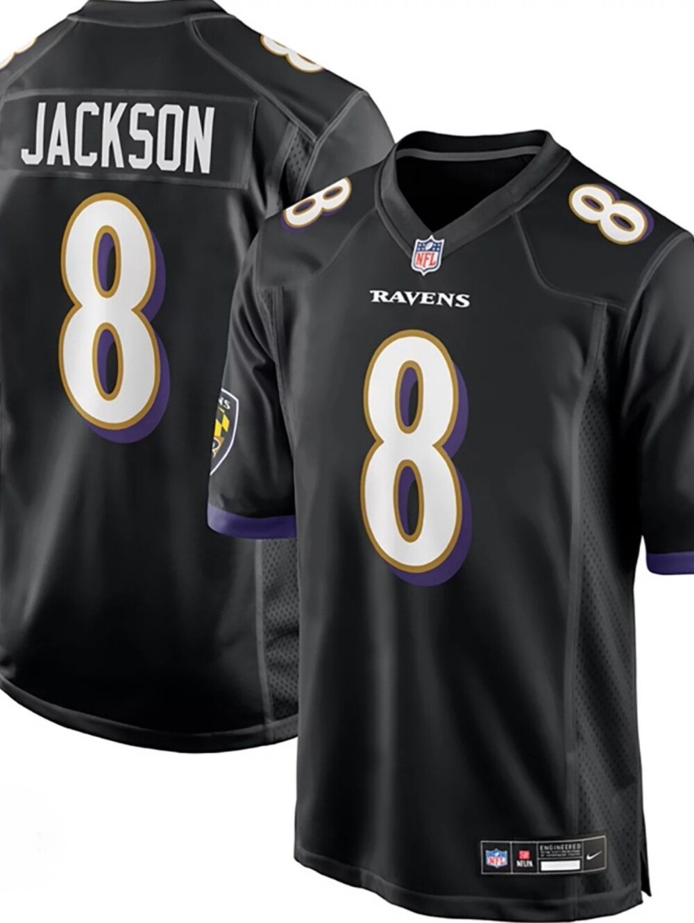 Nike Baltimore Ravens Lamar Jackson #8 Black Football Jersey